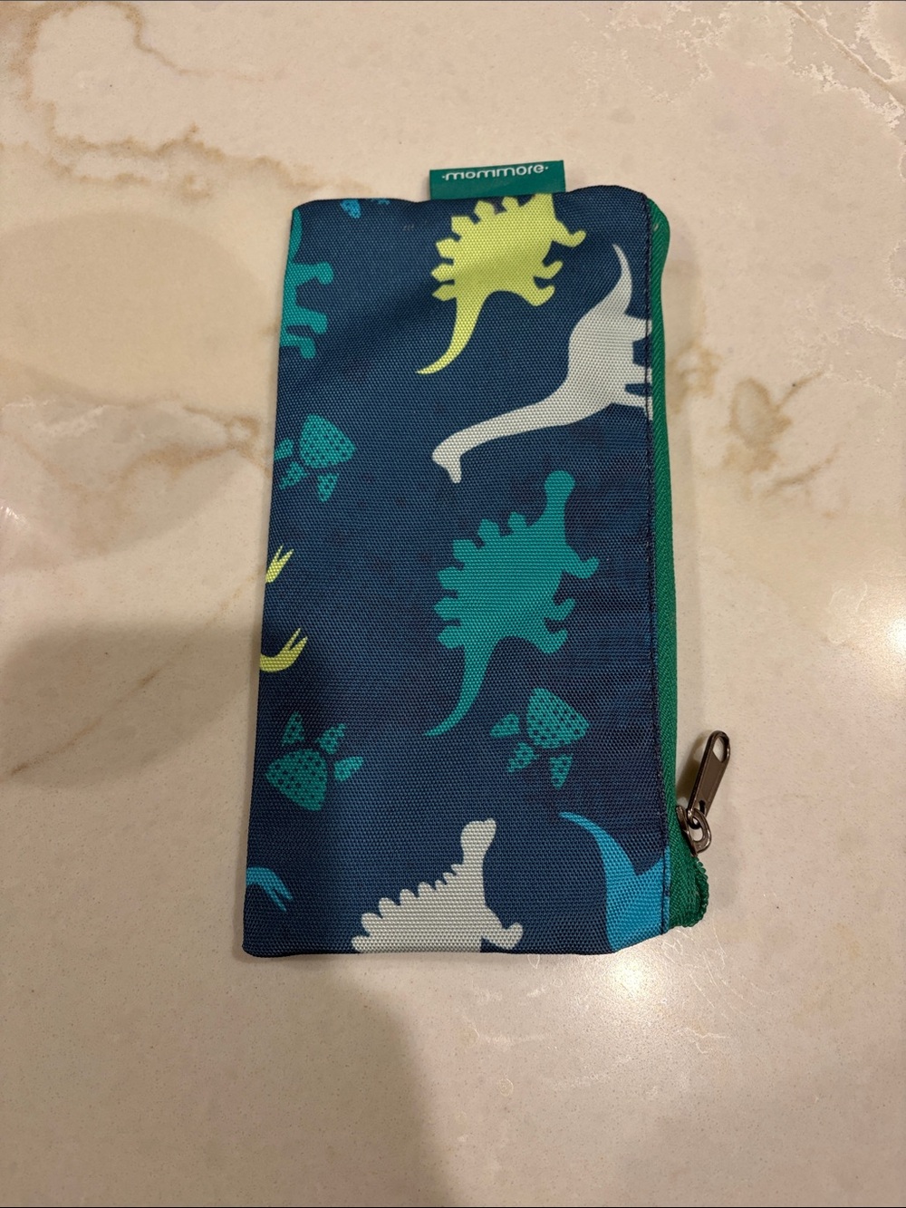 Kids Blue Dinosaur Pencil Case - Green Trim
